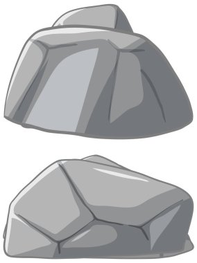 İki gri çizgi film stili vektör taşı.