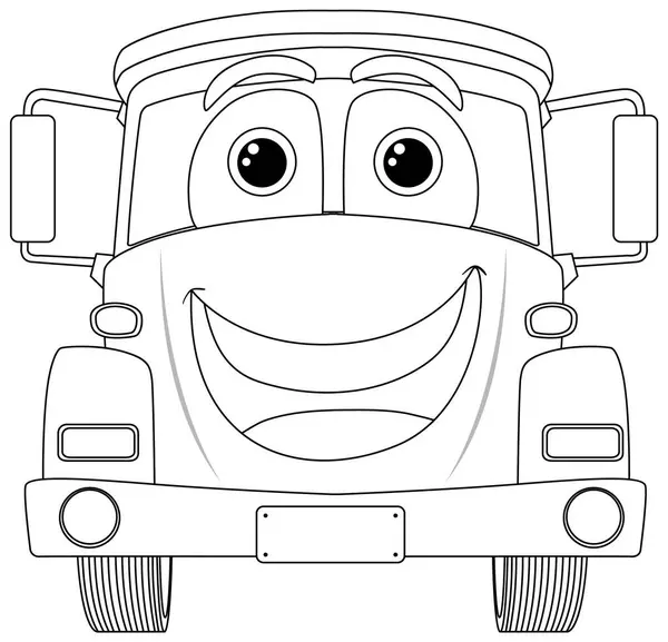 Uśmiechnięty Pojazd Animowany Przyjaznymi Oczami — Wektor stockowy
