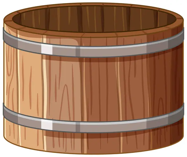 Detailed Vector Traditional Wooden Barrel — Stock Vector