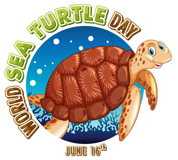 Colorful Illustration Sea Turtle Special Day — Stock Vector