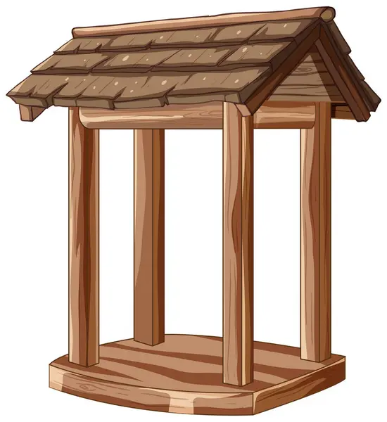 Vector Illustration Simple Wooden Gazebo — Stock Vector