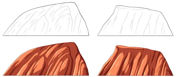 Geológiai Kőzetrétegek Négy Vektorillusztrációja Stock Illusztrációk