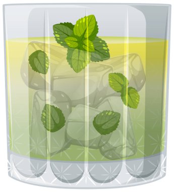 Soğuk naneli limonata içeceğinin vektör çizimi