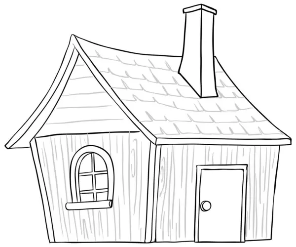 Simple Line Drawing Small House — Stock Vector