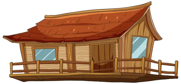 Vector Graphic Small Wooden House — Stock Vector