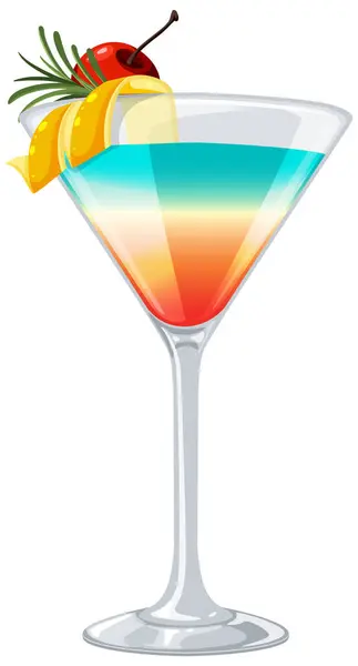 Cocktail Multicouche Coloré Avec Vecteur Garniture Fruits — Image vectorielle
