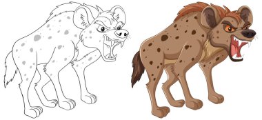 Yan yana hırlayan iki sırtlanın resmi..