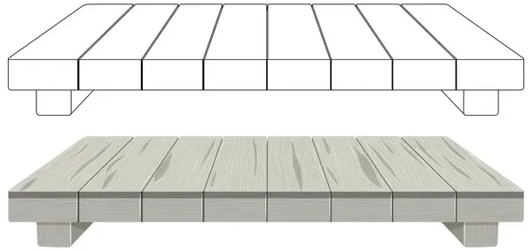 Minimalist Wooden Bed Frame Design Illustration — Stock Vector