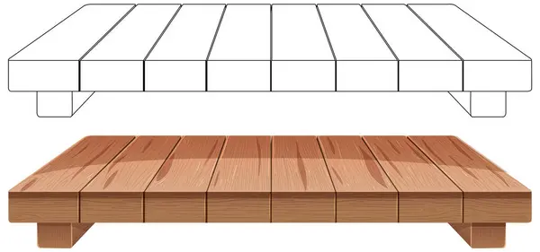Vector Illustration Wooden Platform Bed — Stock Vector