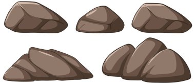 Set of stylized vector stones in various shapes clipart