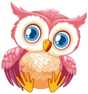 Büyük anlamlı gözleri olan sevimli pembe baykuş.