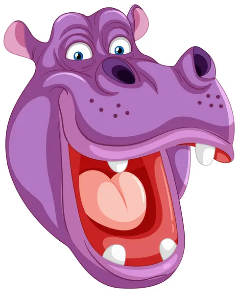 Ilustração Vetorial Colorida Uma Cara Hipopótamo Sorridente — Vetor de Stock