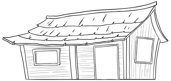 Sketch Simple Wooden House Roof — Stock Vector