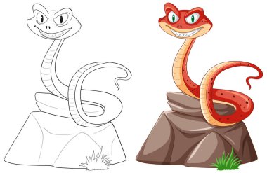 İki gülen yılan ayrı taşlarda resmedilmiş.
