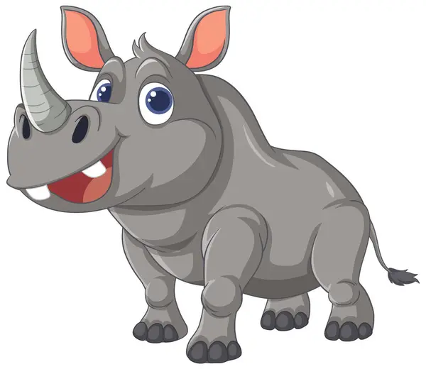 Friendly Rhinoceros Playful Vector Style — Stock Vector