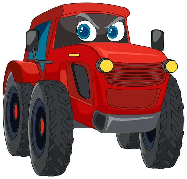 Färgglad Vektor Illustration Leende Traktor — Stock vektor