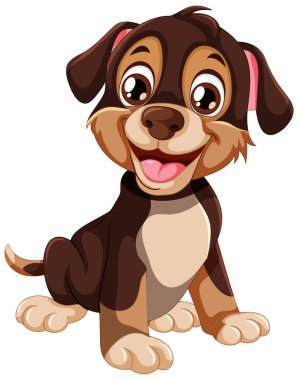 Neşeli, kahverengi bir köpek yavrusunun vektör grafiği.
