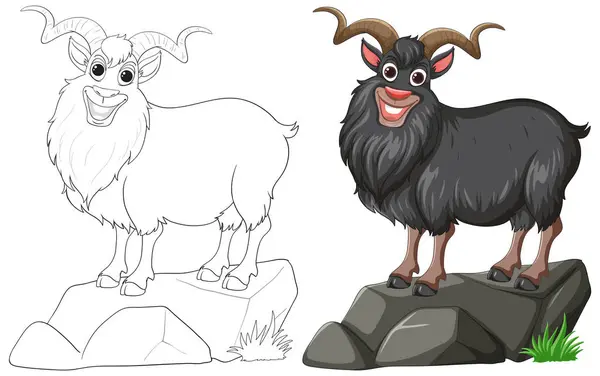 Vector Illustration Goat Two Styles — Stock Vector