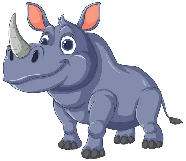Cheerful Rhinoceros Playful Vector Style — Stock Vector