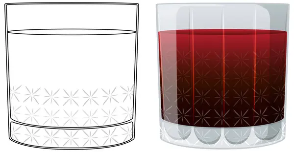 红色液体玻璃杯的矢量图解 — 图库矢量图片