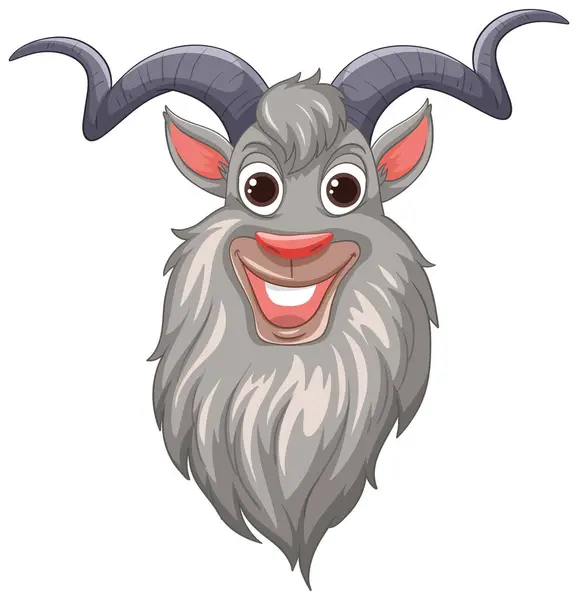 Vector Graphic Happy Smiling Goat Character — Stock Vector