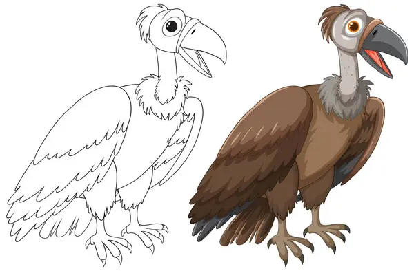 Illustrazione Vettoriale Avvoltoio Colorato Delineato — Vettoriale Stock