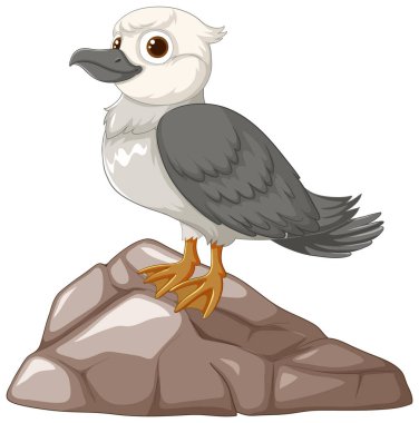 Taşın üzerindeki kuşun vektör çizimi