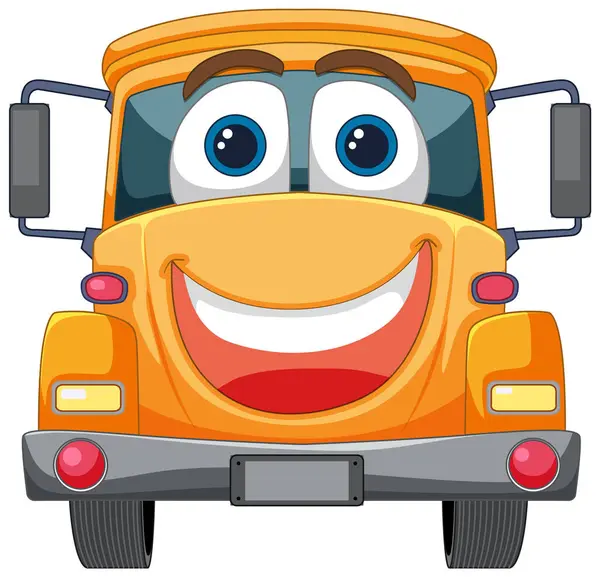 Autobús Escolar Colorido Sonriente Con Grandes Ojos — Archivo Imágenes Vectoriales