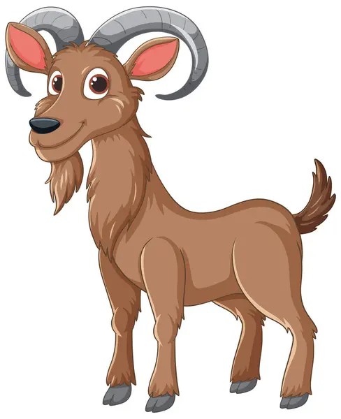 stock vector Vector graphic of a smiling brown goat