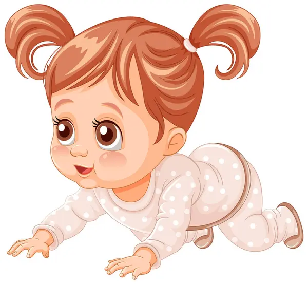 Graphique Vectoriel Une Jolie Petite Fille Rampant — Image vectorielle