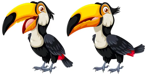 Dois Tucanos Vibrantes Ilustrados Formato Vetorial Vetores De Stock Royalty-Free