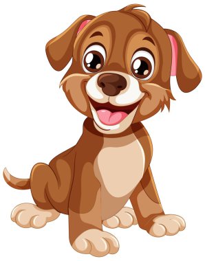 Sallanan kuyruklu neşeli kahverengi bir köpek yavrusu..