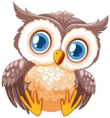 Şirin, geniş gözlü baykuş çizimi vektör biçiminde