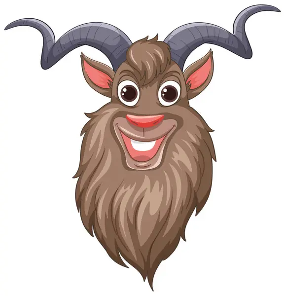 Vector Graphic Smiling Friendly Goat Face — Stock Vector