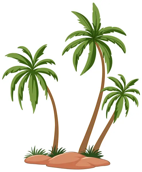 Tři Palmy Malém Písečném Ostrově — Stockový vektor