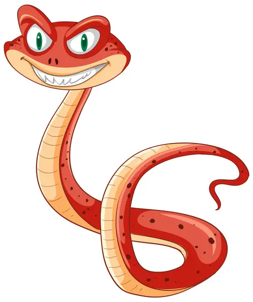 Friendly Red Snake Big Smile — Stock Vector