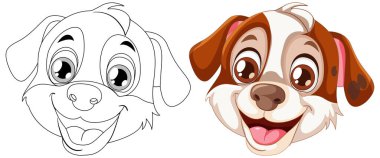 Çizimden renkli vektör karikatür köpeğine