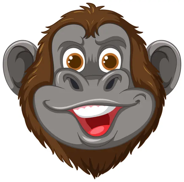 Gülümseyen Maymun Yüzünün Vektör Grafiği — Stok Vektör