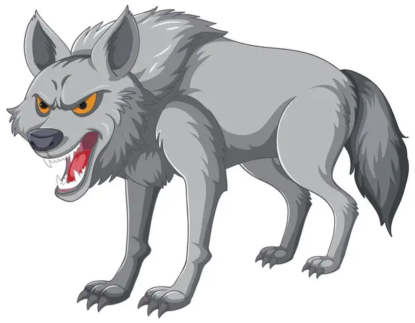 Vector Graphic Aggressive Grey Wolf — Stock Vector