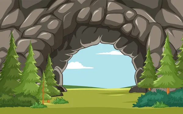 Vektorová Ilustrace Jeskynního Otvoru Přírody — Stockový vektor