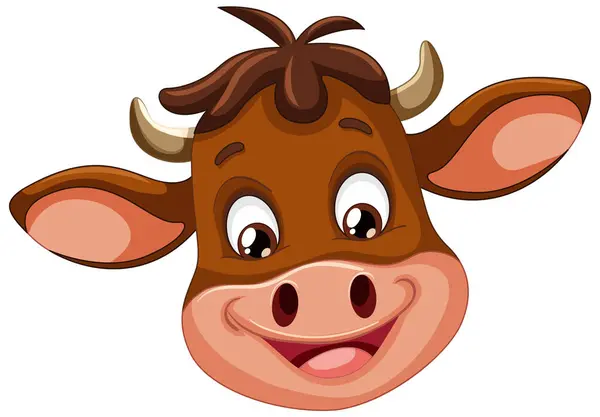 一个快乐的 微笑的奶牛脸的矢量图解 — 图库矢量图片