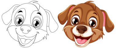 Siyah, beyaz ve renkli yavru köpek yüzleri.