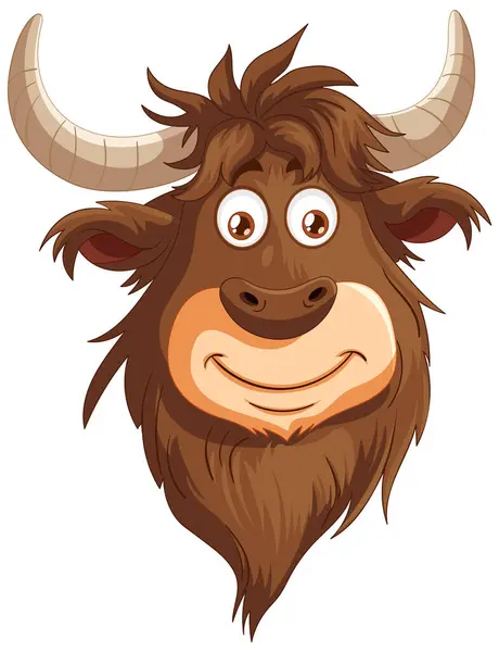Vector Graphic Smiling Friendly Yak Character — Stock Vector