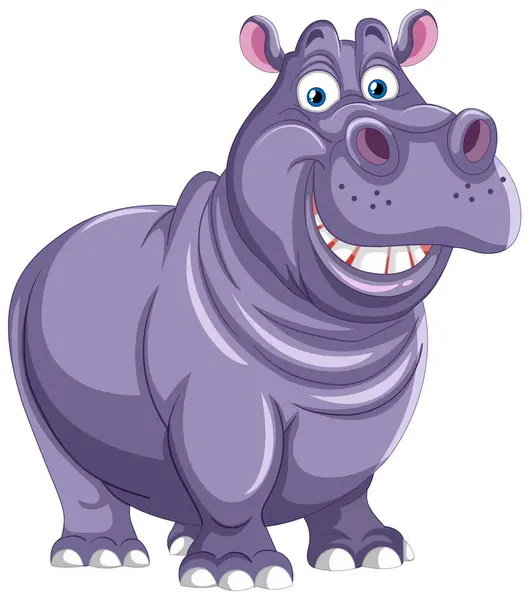 Hipopótamo Sorridente Amigável Estilo Gráfico Vetorial — Vetor de Stock
