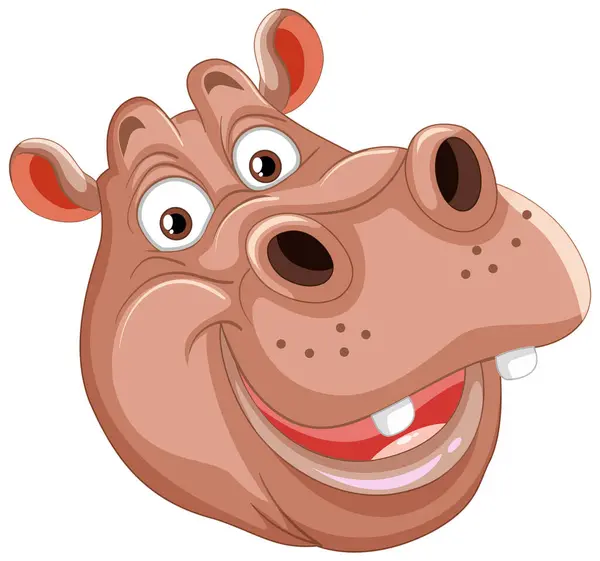 Ilustração Vetorial Rosto Hipopótamo Sorridente — Vetor de Stock
