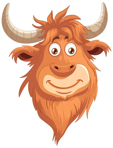 Vector Graphic Smiling Stylized Yak Character Stockillustration