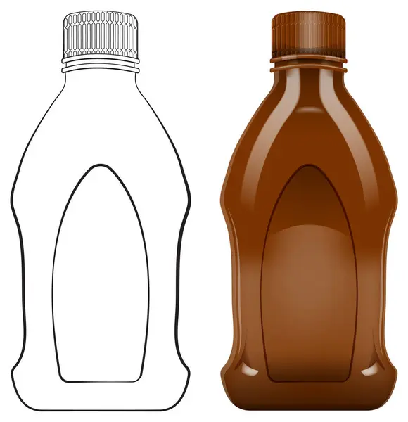 Векторний Малюнок Порожньої Повної Пляшки Сиропу Векторна Графіка