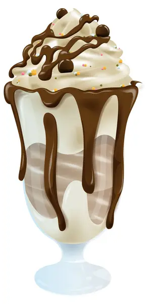 Çikolata Kaplı Bir Dondurmanın Vektör Çizimi — Stok Vektör