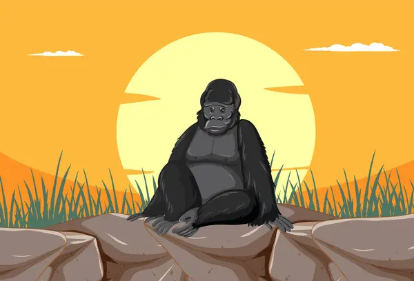 Alacakaranlıkta Bir Gorilin Vektör Çizimi Telifsiz Stok Illüstrasyonlar