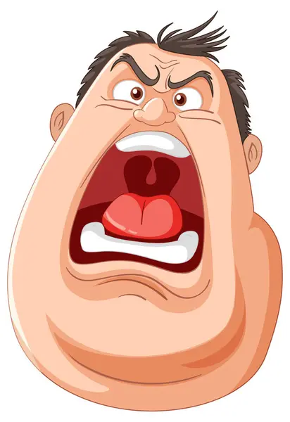Dibujos Animados Hombre Gritando Con Rasgos Exagerados — Archivo Imágenes Vectoriales